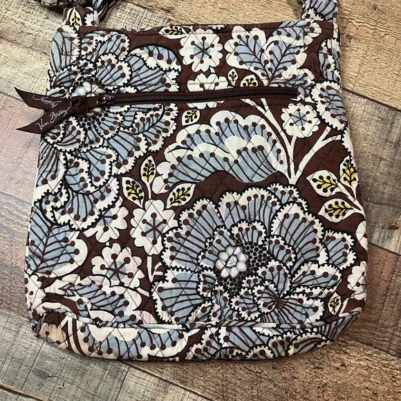 Vera Bradley | Brown Blue Retired Slate Blooms Pattern Crossbody Purse - Picture 5 of 6